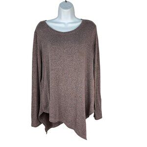 Maurices 24/7 Asymmetrical Long Sleeve Tunic Top Women’s Small Heathered Brown